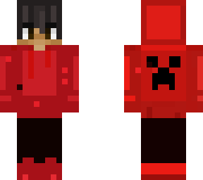 boy with red creeper hoodie