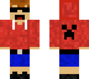boy with red creeper hoodie
