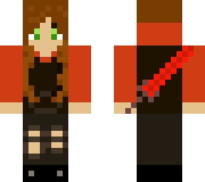 girl with a red, black hoddie