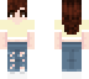 pale shaded skin with yellow top and ripped jeans