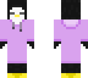 penguin in oversized hoodie
