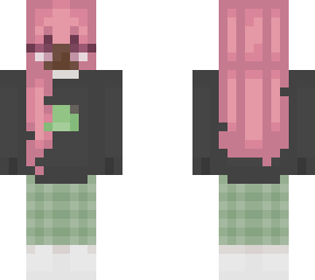 pink hair - frog plaid