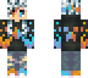 white haired fire and ice female