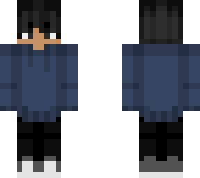 black hair blue hoodie me.