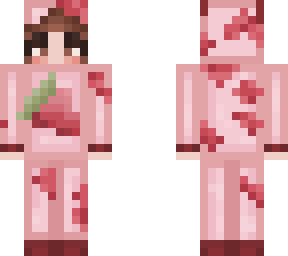 cute pink strawberry cow pajama girl