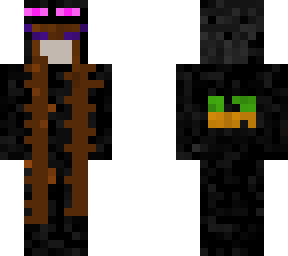 enderman hoodie pseon with long messy hair.