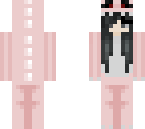 girl in pink evil dino onesie