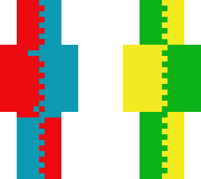 red, blue, yellow and green