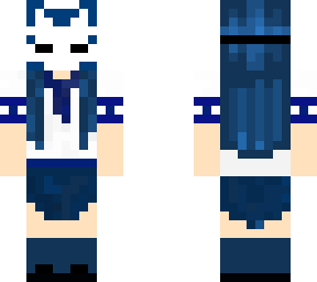 blue fox mask school girl