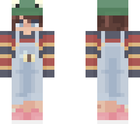frog hat person with overalls