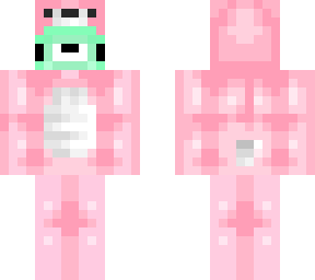 green bear in pink bear onesie