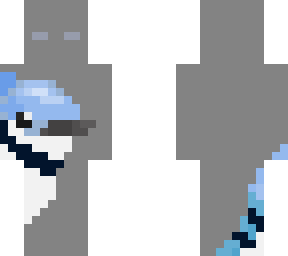 @ariskitsune's blue jay pixel art skin, with eyes and the blue jay on the front