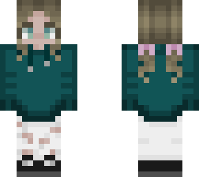 green sweatshirt girl blonde hair