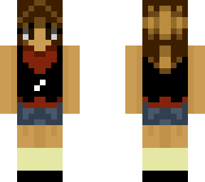 mc girl in red with vest