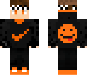 orange nike boy with no hood and cool checker bandana