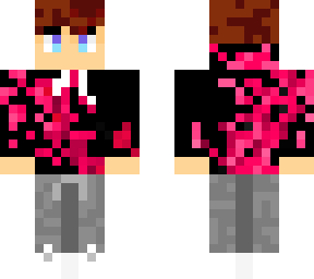 brown hair with pink pixel hoodie