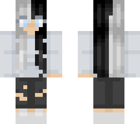 girl with half white hair and ripped jeans
