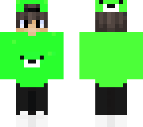 human in green bear sweater