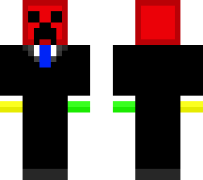 rainbow dude in a suit with a creeper face