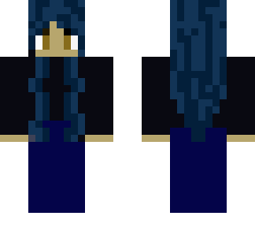 boring long black blue hair girl