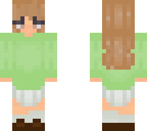 green sweater and skirt