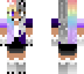 rainbow greybow hair  and a wolf