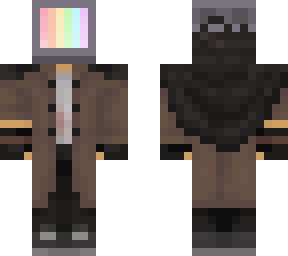 tv head in overcoat