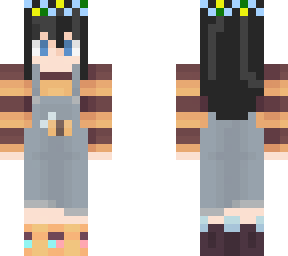 (girl) tubbo black hair w/ flower crown (by mangoplaysmc08)