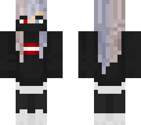 half silver and blonde haired girl with a mask