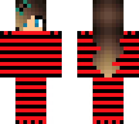 the girl who is striped black and red
