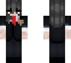 black hair girl in suit