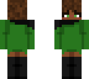 black skin girl with a green sweater and black socks ^ ^