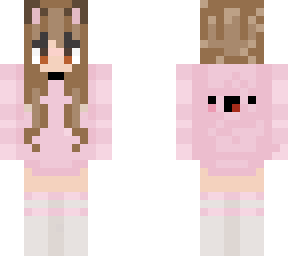brown cat ears w pink hoodie