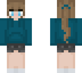cute girl in aqua hoodie
