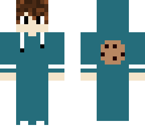 dark turquoise hoodie - boy - cookie on back