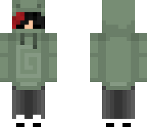 frog hoodie (split color hair/ red and black)