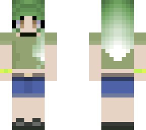 nice green hair girl skin
