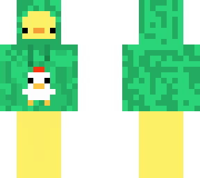 chicken with a green hoodie
