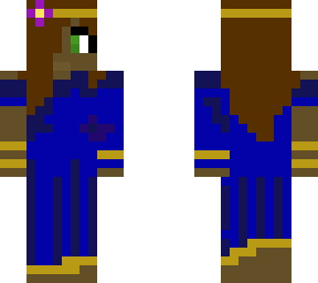 girl in blue and gold dress