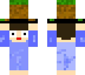 little cute man carrying grass block