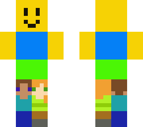 roblox noob standing on tiny alex and steve
