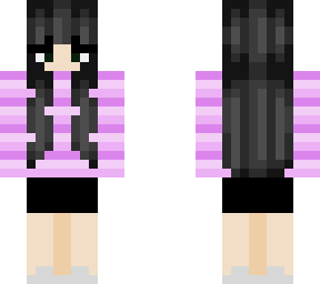 black hair girl with purple shirt
