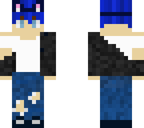 blue haired cat ear girl