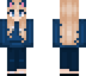 blue hoodie cat girl