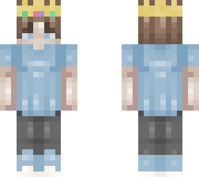 blue shirt crown boy