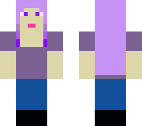 purple tee with trousers