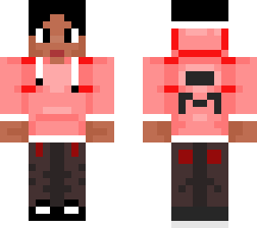 red and pinked boy with a hoddie