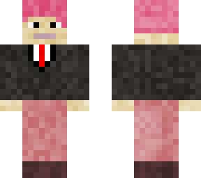 ruby red hair with a suit