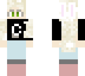 bunny girl with moon t shirt and blue skirt