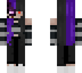 edited corpse egirl with purple and black hair and sweater stripes